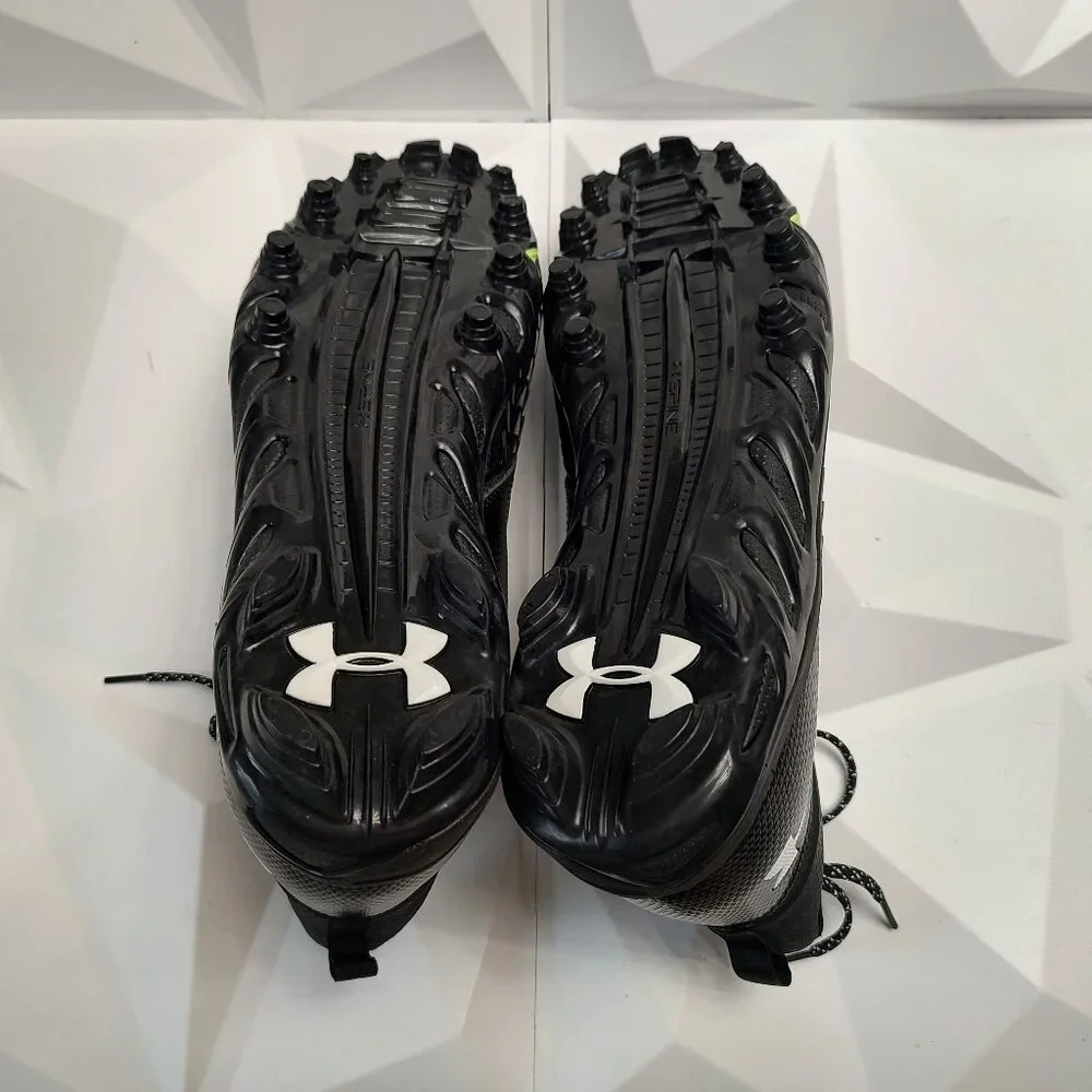Under Armour Mens Football Cleat 16 Black Green Shoe Lacrosse Spine Hammer - Picture 6 of 9